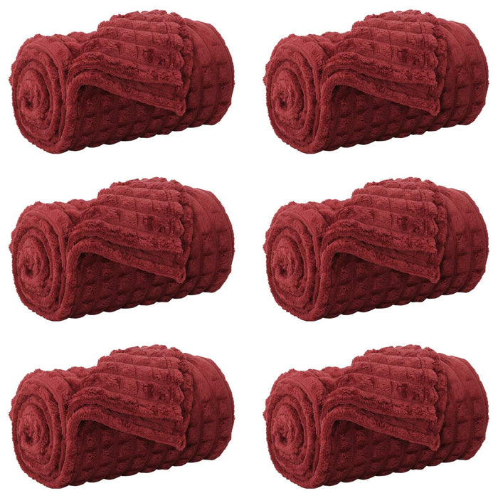 Coperte da Pile 6 pcs Rosso Bordeaux 200 x 150 cm Panno 42016970