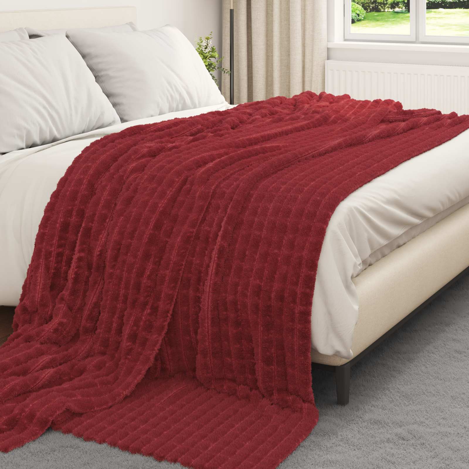 Coperte da Pile 6 pcs Rosso Bordeaux 270 x 240 cm Panno 42016972