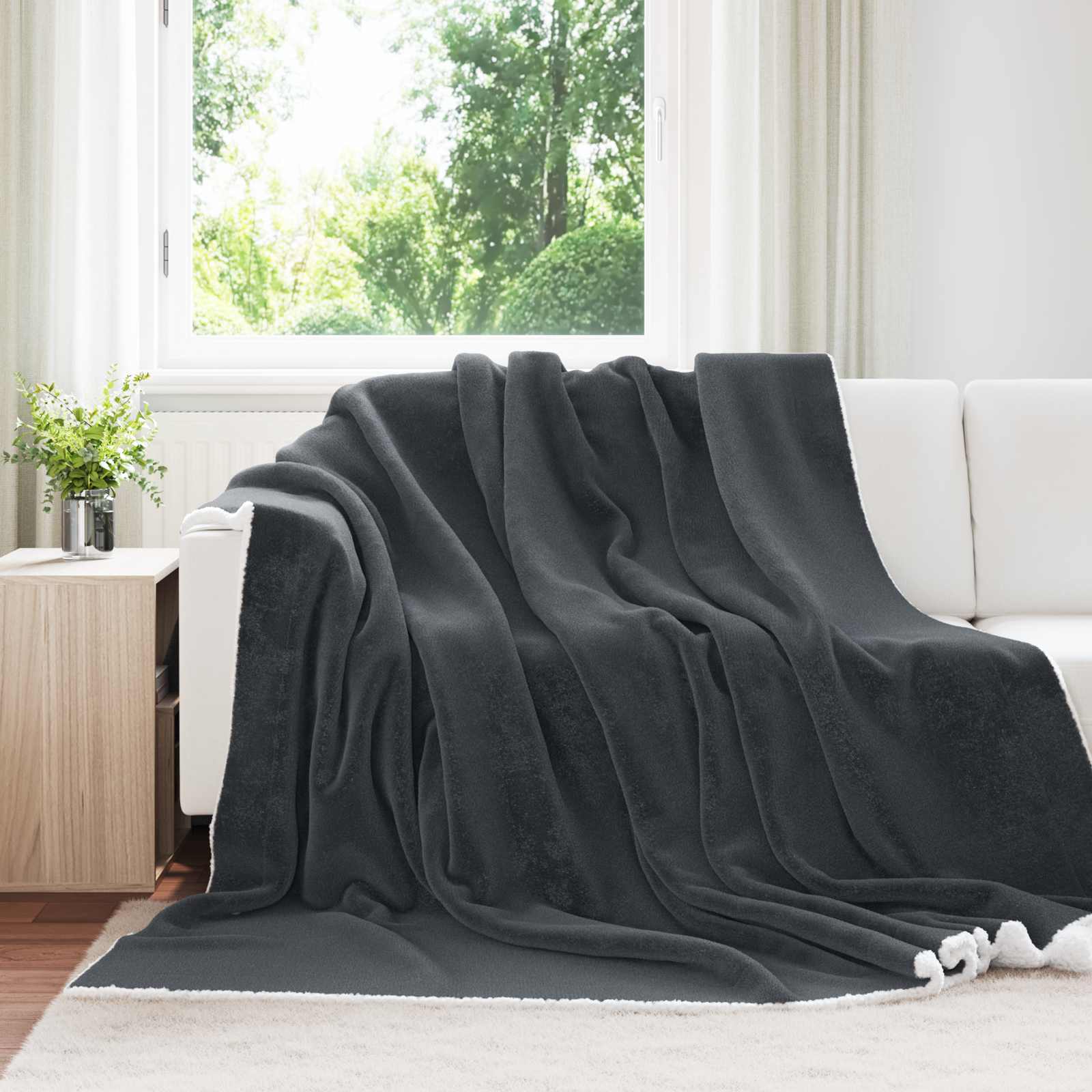 Coperta Grigio scuro 220 x 240 cm Panno 42016983