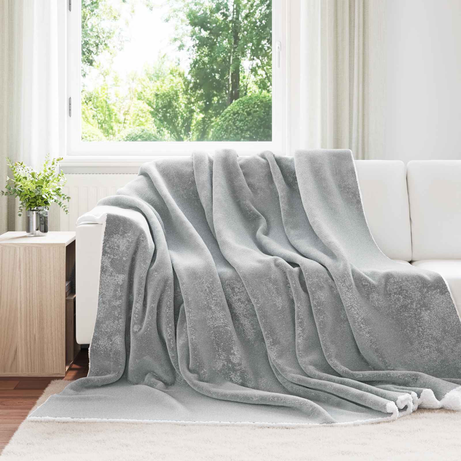 Coperta Grigio 240 x 270 cm Panno 42016988