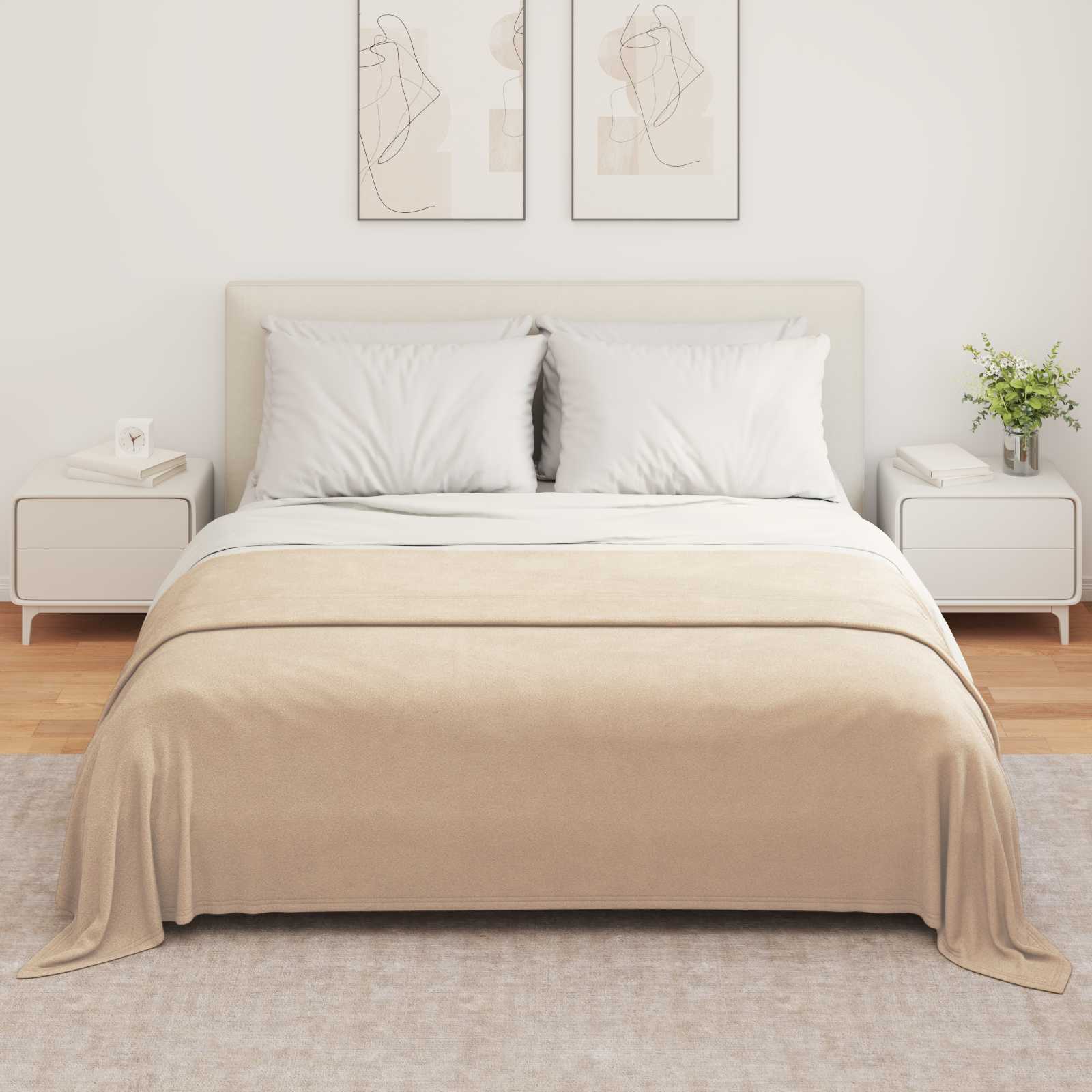 Coperte da Pile 6 pcs Cammello 280 x 210 cm Panno 42017141