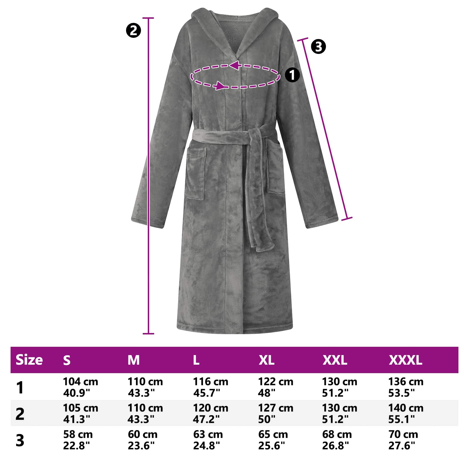 Accappatoio con Cappuccio Grigio scuro xxl Flanella 42017229