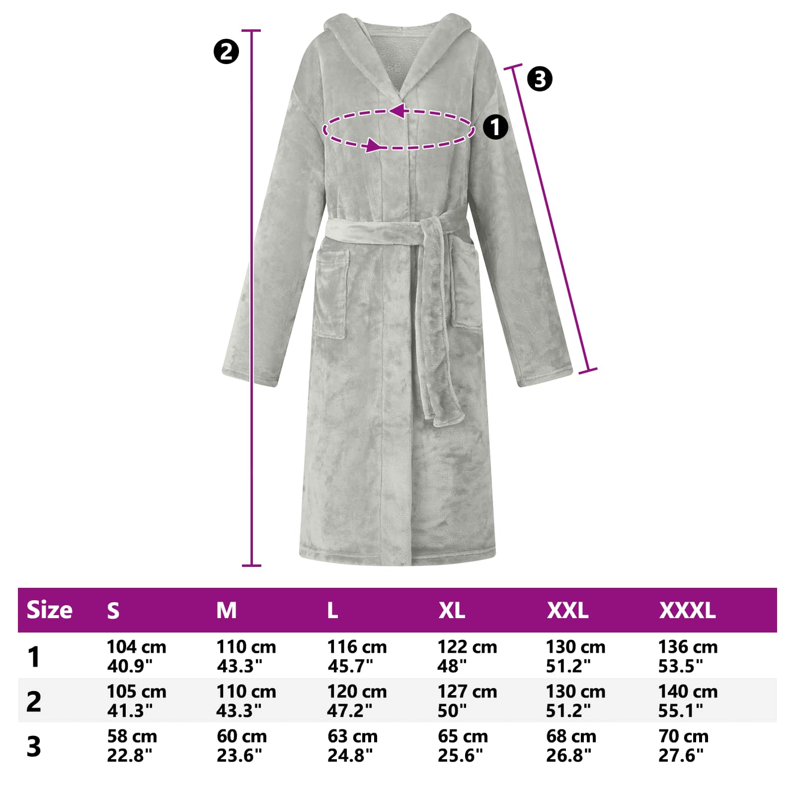 Accappatoio con Cappuccio Grigio xxxl Flanella 42017236