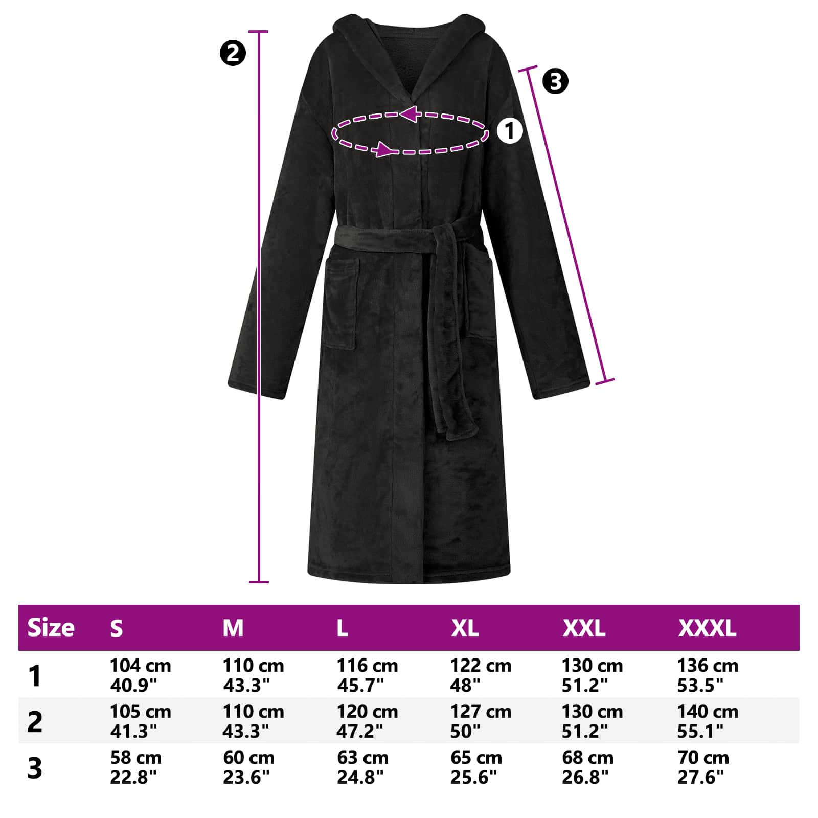 Accappatoio con Cappuccio Nero xl Flanella 42017246