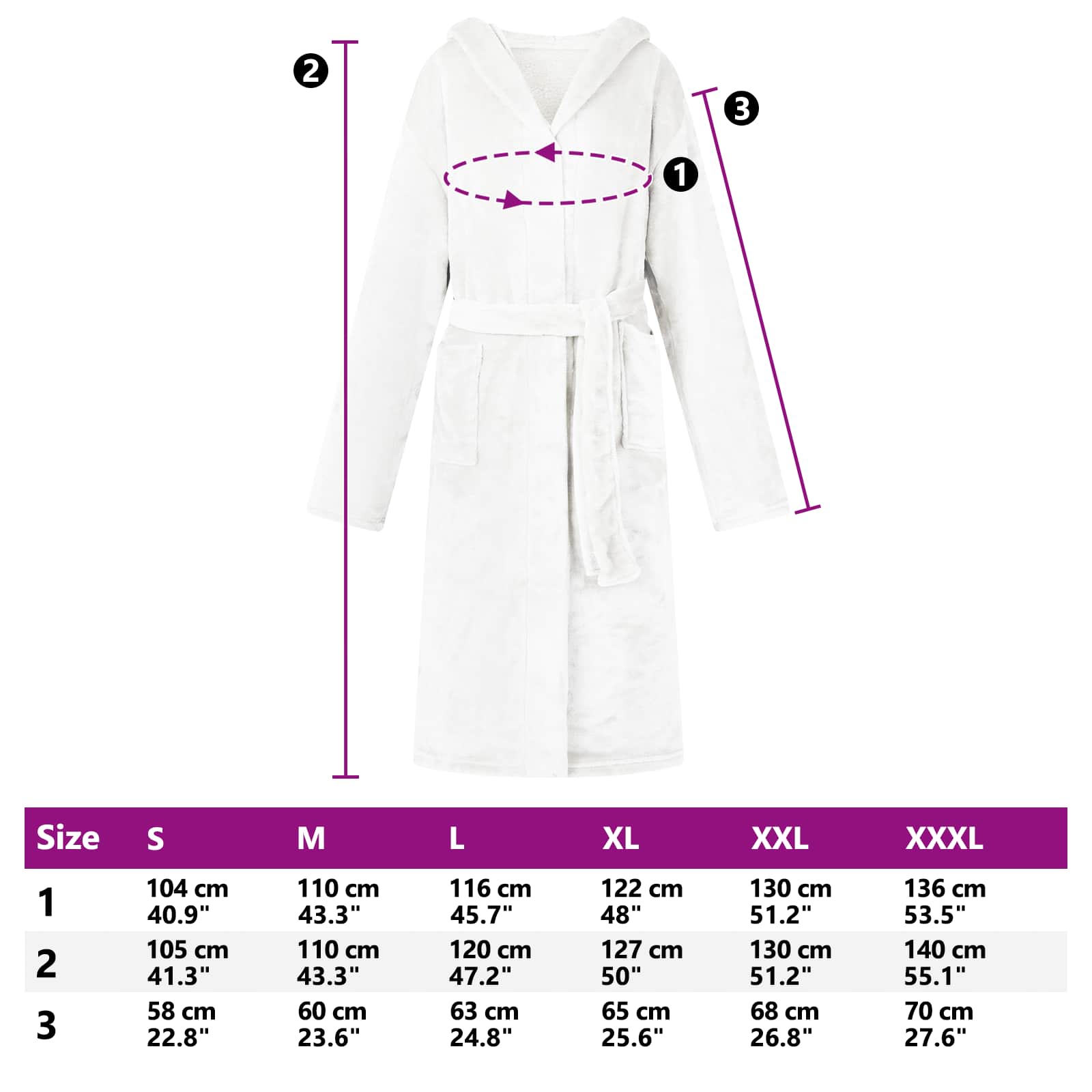 Accappatoio con Cappuccio Bianco xxxl Flanella 42017254