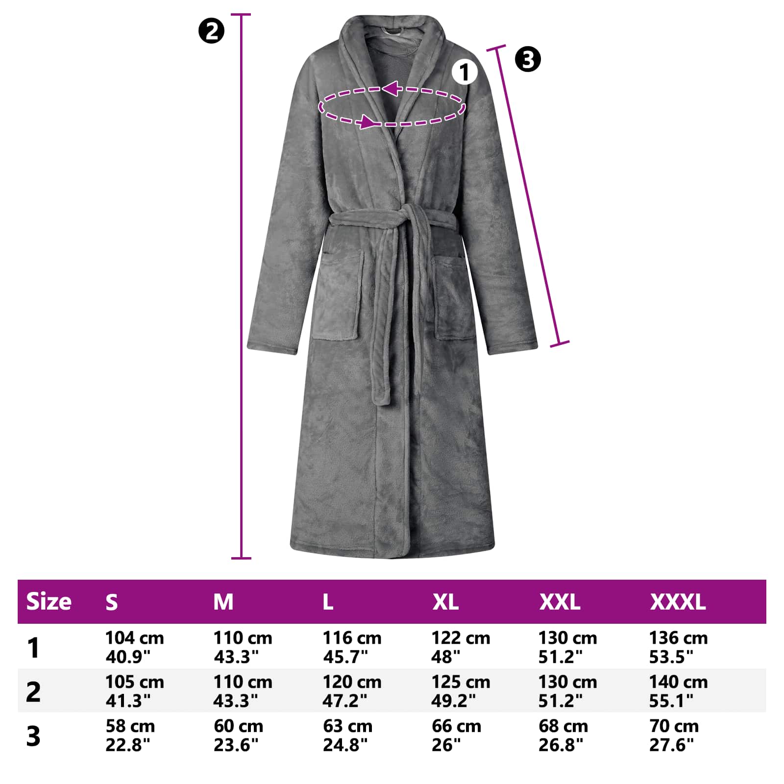 Accappatoio senza Cappuccio Grigio scuro xxxl Flanella 42017278