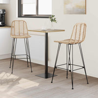Sedia da Bar 2 pcs Naturale 44,5 x 53 x 111 cm Rattan e Ferro