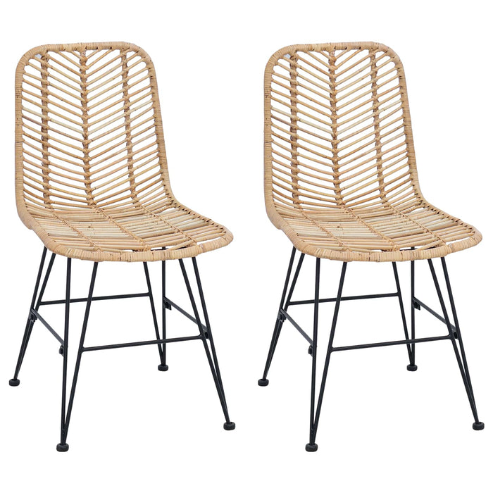 Sedia da pranzo 2 pcs Naturale 44.5 x 55 x 85 cm Rattan e Ferro 42011550
