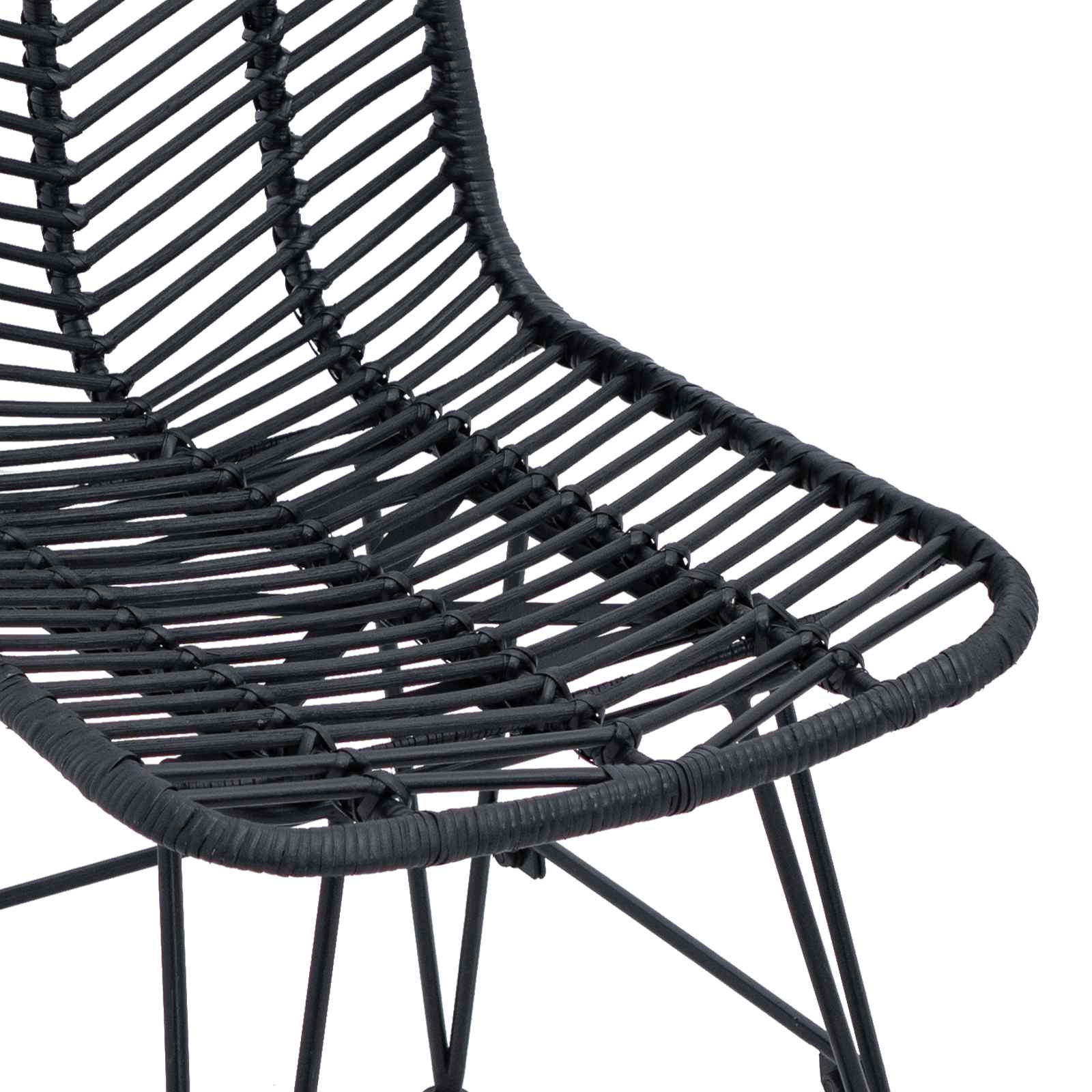 Sedia da pranzo 2 pcs Nero 44.5 x 55 x 85 cm Rattan e Ferro 42011551