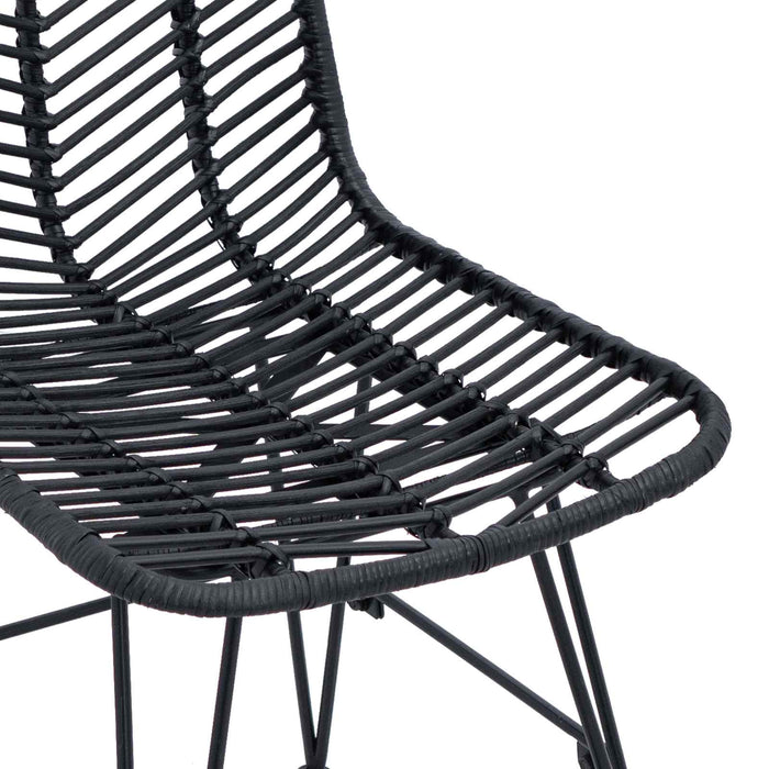 Sedia da pranzo 2 pcs Nero 44.5 x 55 x 85 cm Rattan e Ferro 42011551