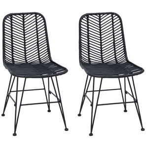 Sedia da pranzo 2 pcs Nero 44.5 x 55 x 85 cm Rattan e Ferro 42011551