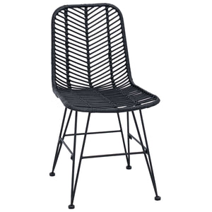 Sedia da pranzo 2 pcs Nero 44.5 x 55 x 85 cm Rattan e Ferro 42011551