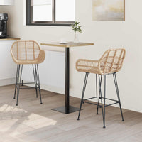 Sedia da Bar 2 pcs Naturale 55 x 52 x 92 cm Rattan e Ferro