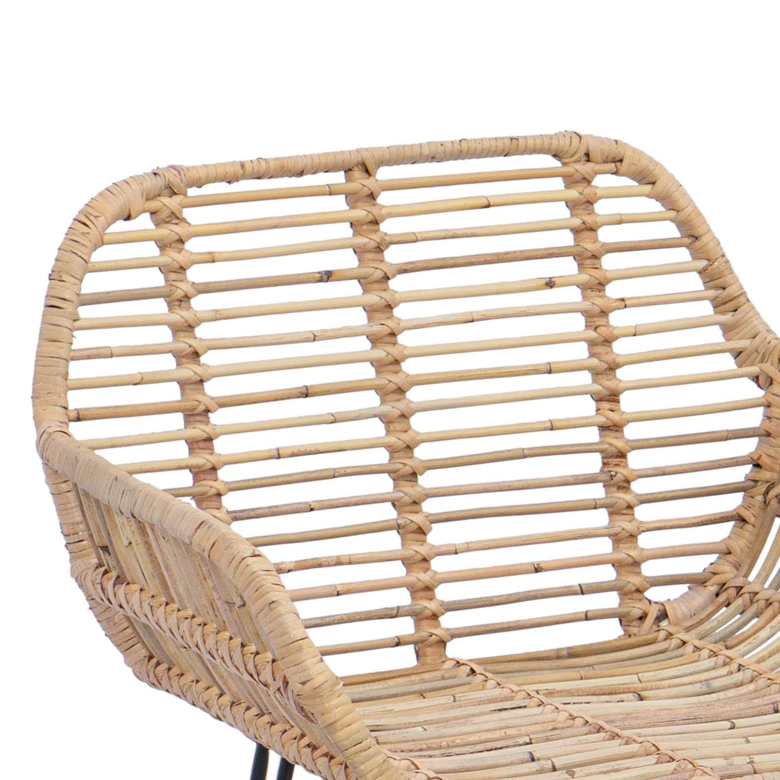 Sedia da Bar 2 pcs Naturale 55 x 52 x 92 cm Rattan e Ferro 42011553