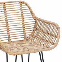 Sedia da Bar 2 pcs Naturale 55 x 52 x 92 cm Rattan e Ferro 42011553