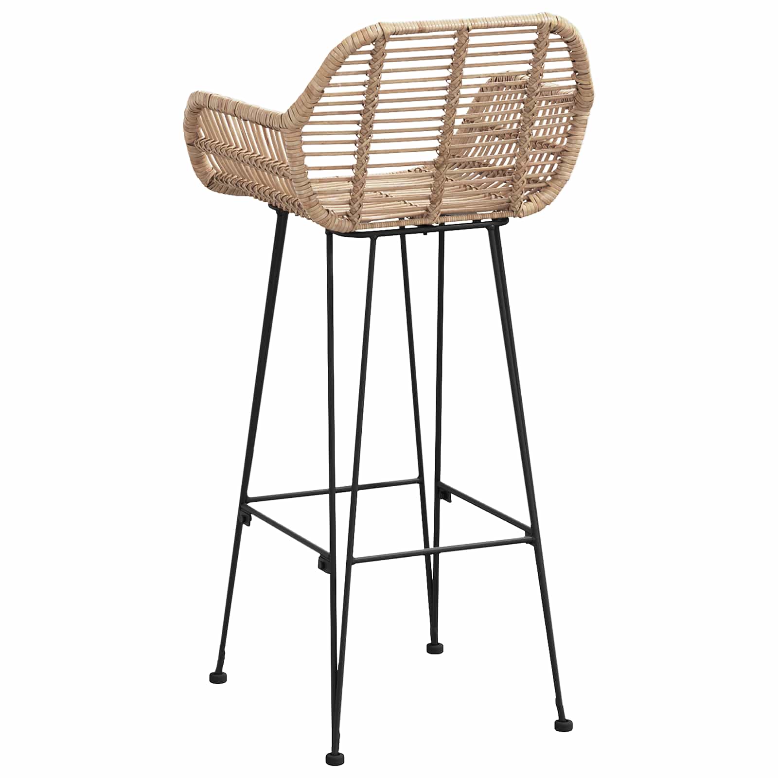 Sedia da Bar 2 pcs Naturale 55 x 52 x 92 cm Rattan e Ferro 42011553