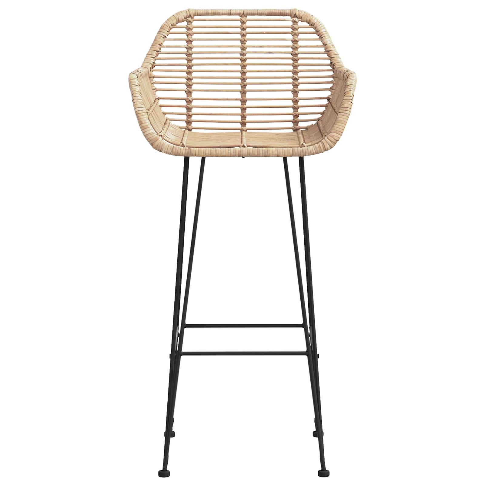 Sedia da Bar 2 pcs Naturale 55 x 52 x 92 cm Rattan e Ferro 42011553
