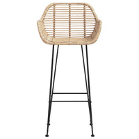 Sedia da Bar 2 pcs Naturale 55 x 52 x 92 cm Rattan e Ferro 42011553