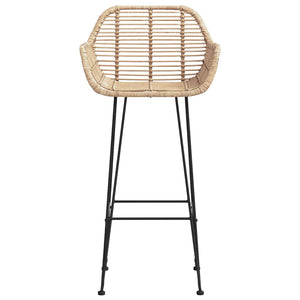 Sedia da Bar 2 pcs Naturale 55 x 52 x 92 cm Rattan e Ferro 42011553