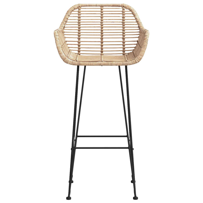 Sedia da Bar 2 pcs Naturale 55 x 52 x 92 cm Rattan e Ferro 42011553