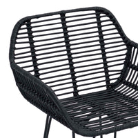 Sedia da Bar 2 pcs Nero 55 x 52 x 92 cm Rattan e Ferro 42011555