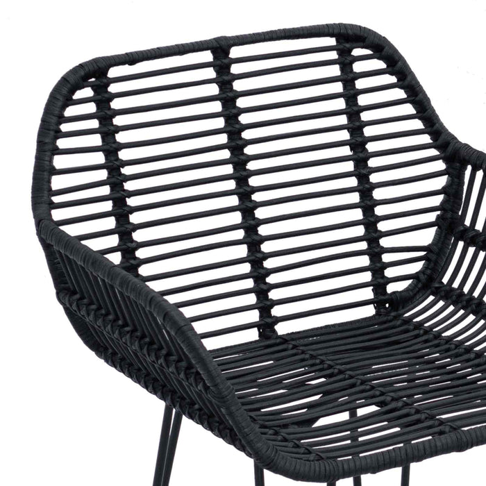 Sedia da Bar 2 pcs Nero 55 x 52 x 92 cm Rattan e Ferro 42011555