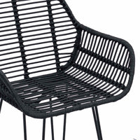 Sedia da Bar 2 pcs Nero 55 x 52 x 92 cm Rattan e Ferro 42011555