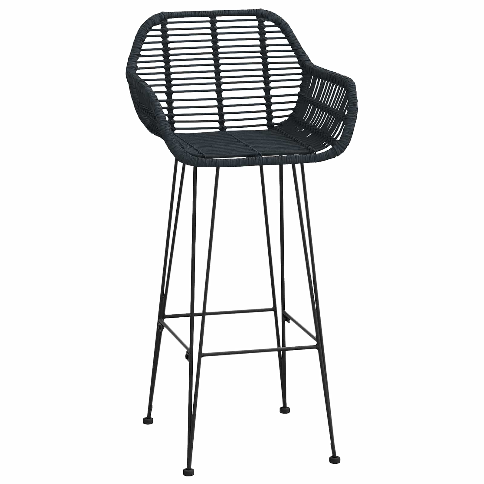 Sedia da Bar 2 pcs Nero 55 x 52 x 92 cm Rattan e Ferro 42011555