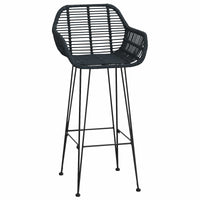 Sedia da Bar 2 pcs Nero 55 x 52 x 92 cm Rattan e Ferro 42011555