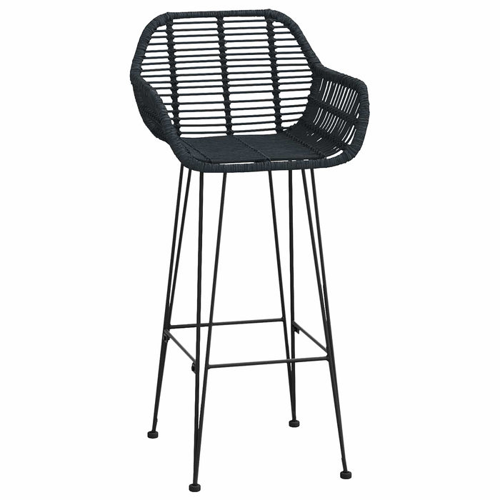 Sedia da Bar 2 pcs Nero 55 x 52 x 92 cm Rattan e Ferro 42011555