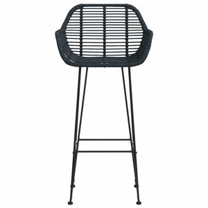 Sedia da Bar 2 pcs Nero 55 x 52 x 92 cm Rattan e Ferro 42011555