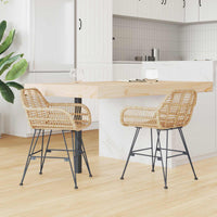 Sedia da pranzo 2 pcs Naturale 55 x 50 x 74 cm Rattan e Ferro 42011556