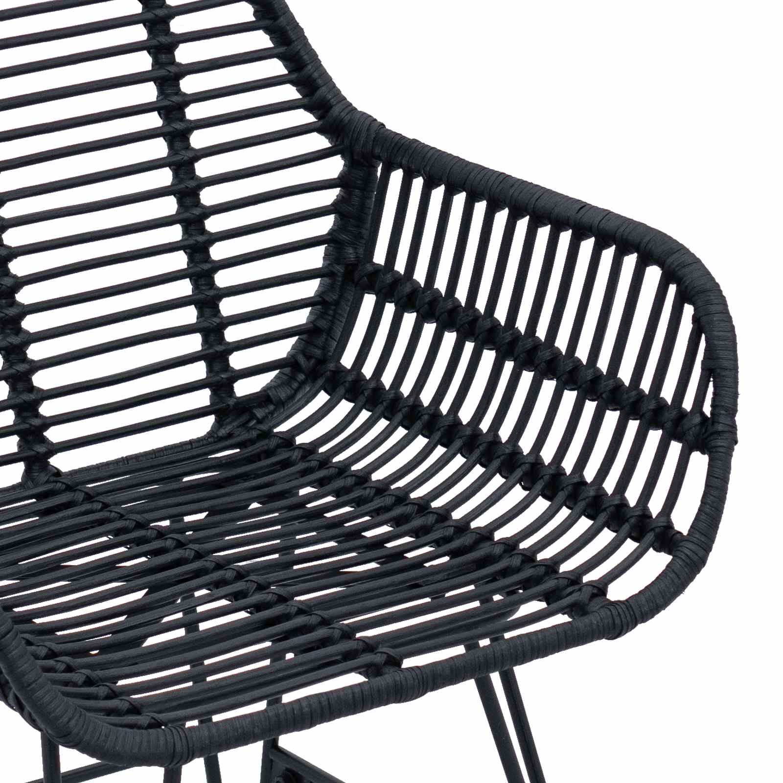 Sedia da pranzo 2 pcs Nero 55 x 50 x 74 cm Rattan e Ferro 42011557