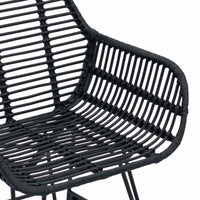 Sedia da pranzo 2 pcs Nero 55 x 50 x 74 cm Rattan e Ferro 42011557