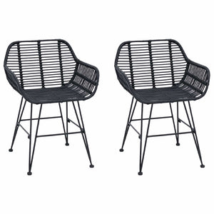 Sedia da pranzo 2 pcs Nero 55 x 50 x 74 cm Rattan e Ferro 42011557