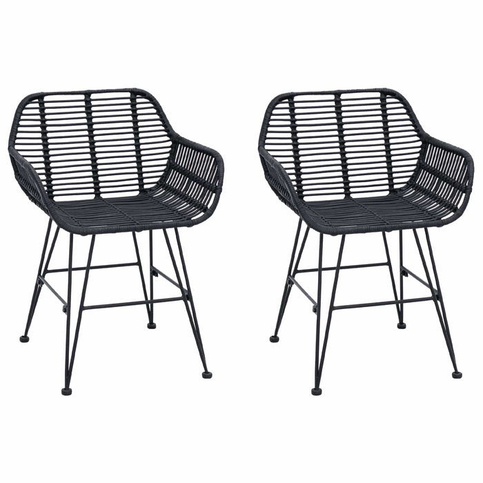 Sedia da pranzo 2 pcs Nero 55 x 50 x 74 cm Rattan e Ferro 42011557