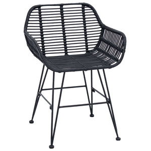 Sedia da pranzo 2 pcs Nero 55 x 50 x 74 cm Rattan e Ferro 42011557