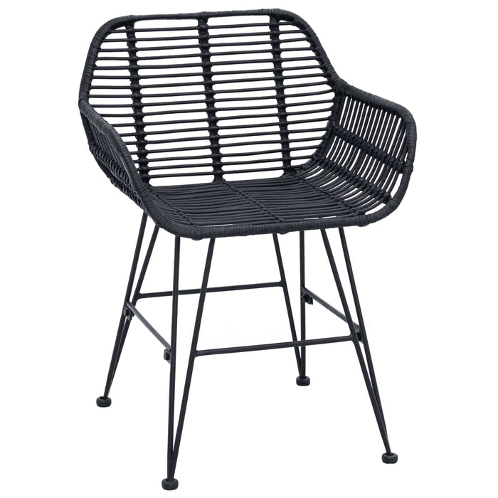 Sedia da pranzo 2 pcs Nero 55 x 50 x 74 cm Rattan e Ferro 42011557