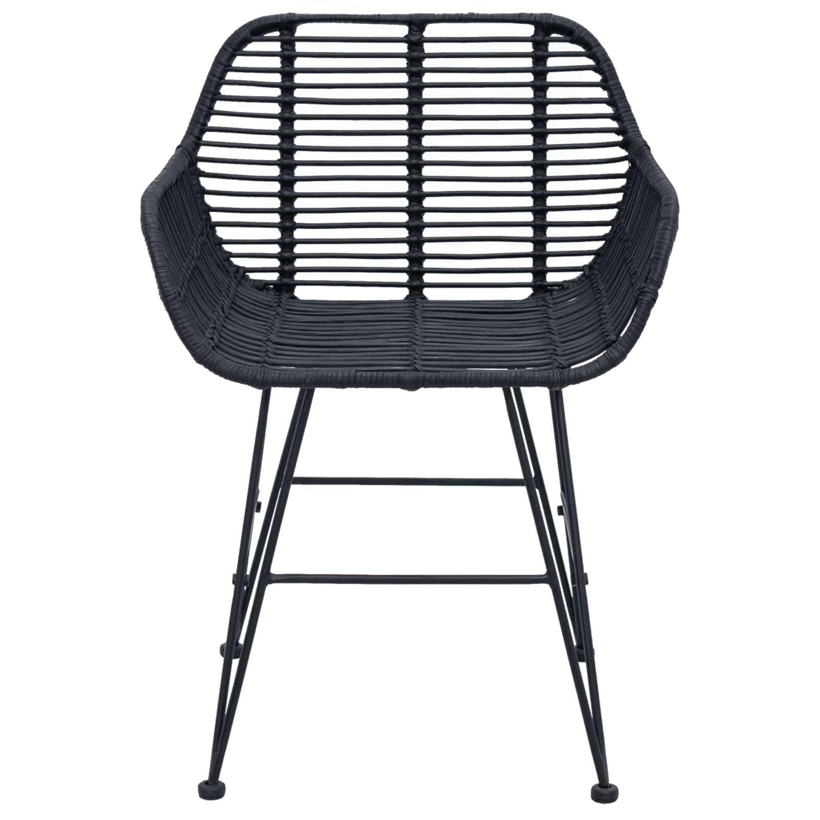 Sedia da pranzo 2 pcs Nero 55 x 50 x 74 cm Rattan e Ferro 42011557