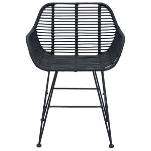 Sedia da pranzo 2 pcs Nero 55 x 50 x 74 cm Rattan e Ferro 42011557