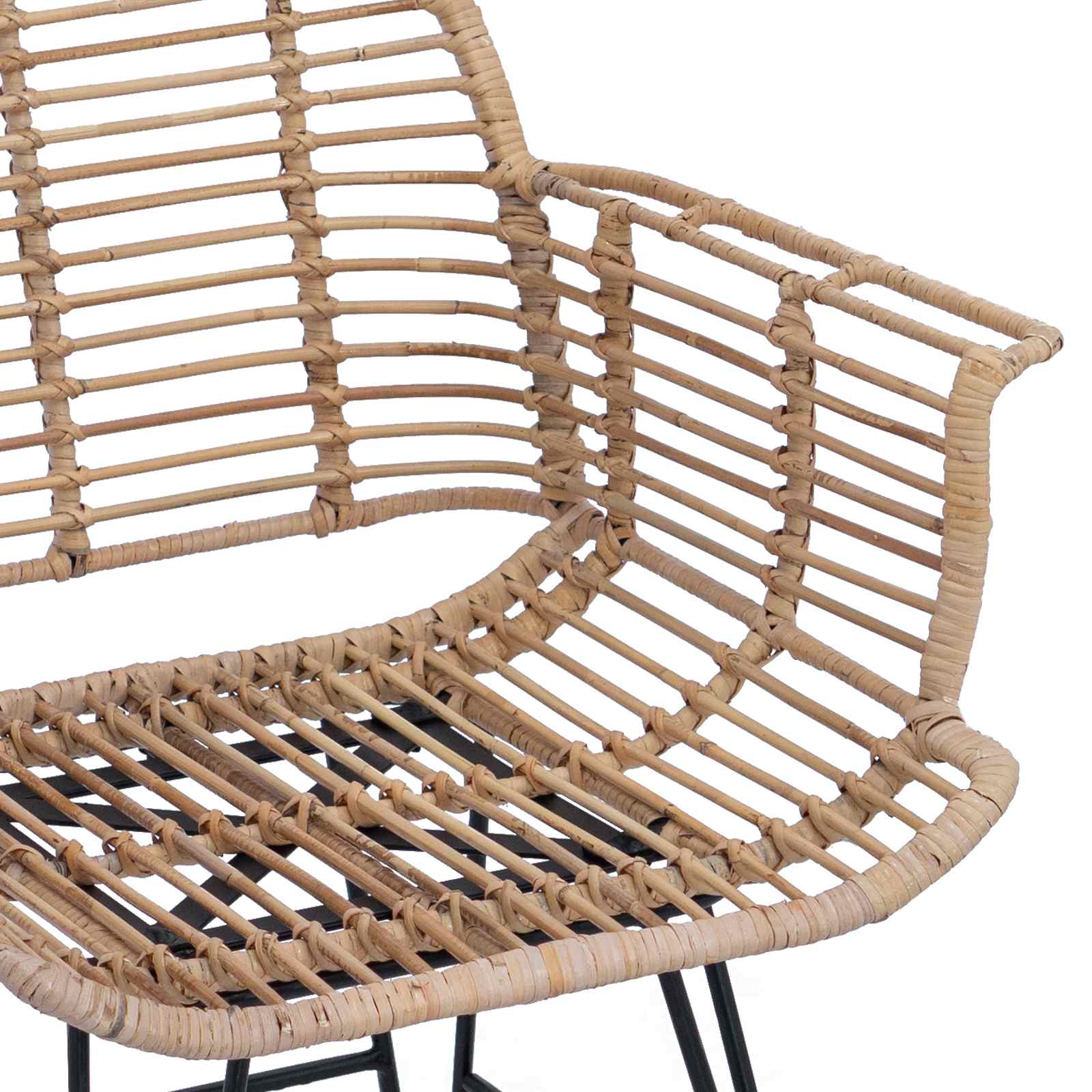 Sedia da pranzo 2 pcs Naturale 57 x 54.5 x 85 cm Rattan e Ferro 42011558