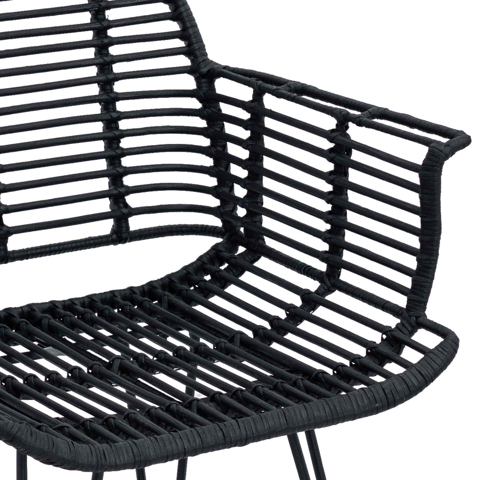Sedia da pranzo 2 pcs Nero 57 x 54.5 x 85 cm Rattan e Ferro 42011559