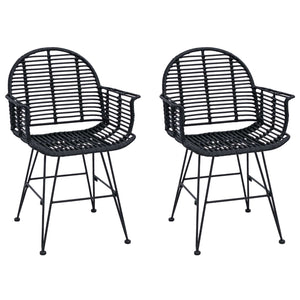 Sedia da pranzo 2 pcs Nero 57 x 54.5 x 85 cm Rattan e Ferro 42011559