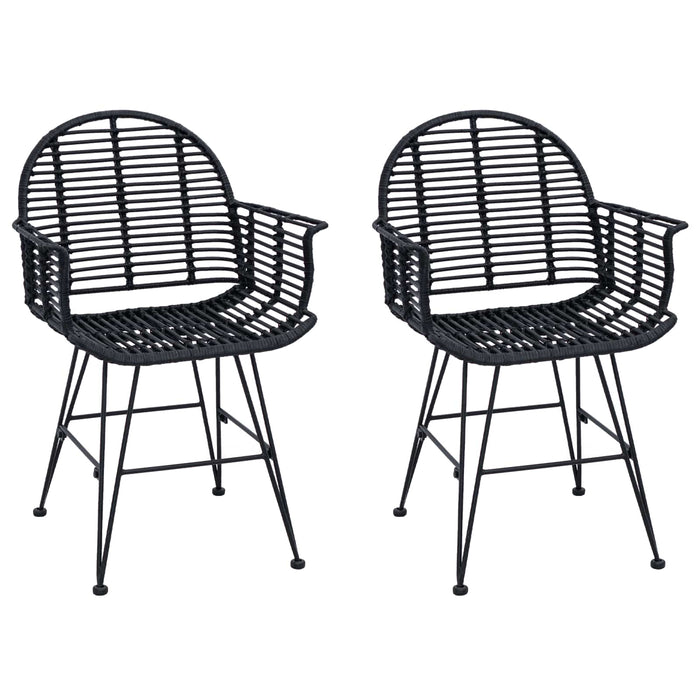 Sedia da pranzo 2 pcs Nero 57 x 54.5 x 85 cm Rattan e Ferro 42011559