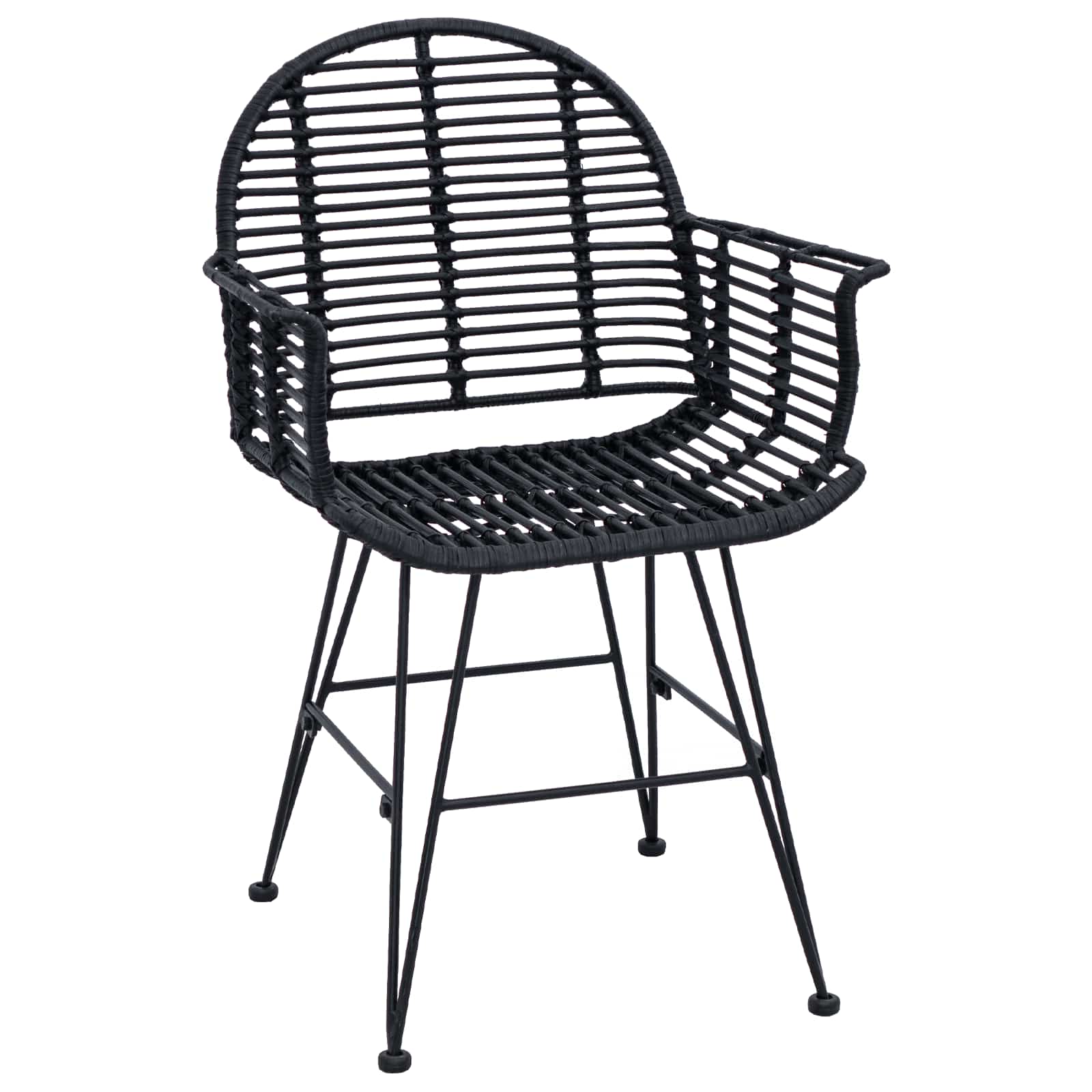 Sedia da pranzo 2 pcs Nero 57 x 54.5 x 85 cm Rattan e Ferro 42011559