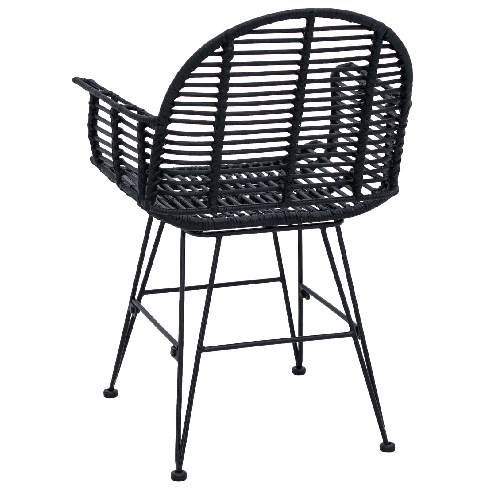 Sedia da pranzo 2 pcs Nero 57 x 54.5 x 85 cm Rattan e Ferro 42011559