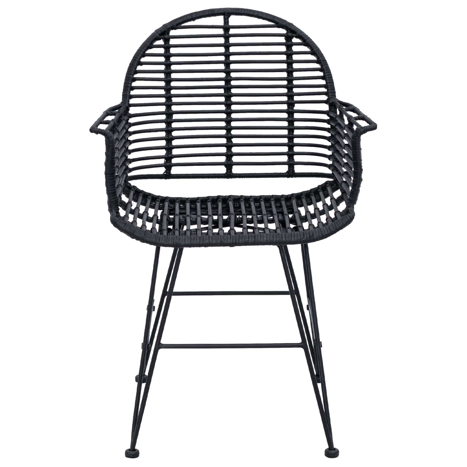 Sedia da pranzo 2 pcs Nero 57 x 54.5 x 85 cm Rattan e Ferro 42011559