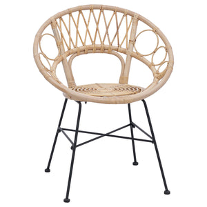 Sedia da pranzo 2 pcs Naturale 65 x 55,5 x 81 cm Rattan e Ferro 42011560