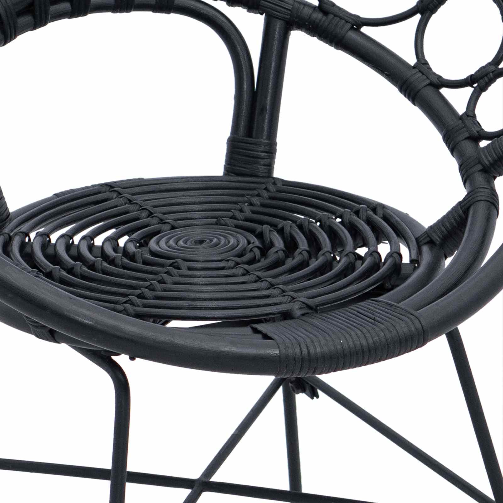 Sedia da pranzo 2 pcs Nero 65 x 55,5 x 81 cm Rattan e Ferro 42011561