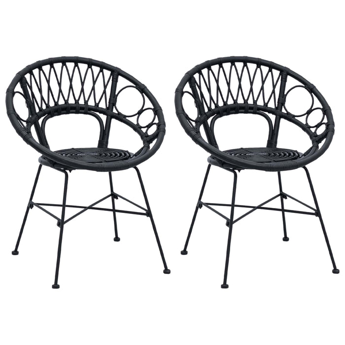 Sedia da pranzo 2 pcs Nero 65 x 55,5 x 81 cm Rattan e Ferro 42011561